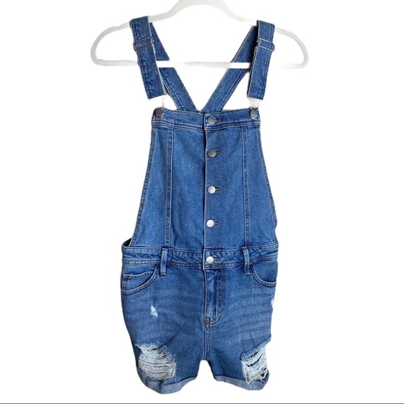 4/$25 🛍 Tinseltown Distressed Denim Overalls Sz L - Picture 7 of 11